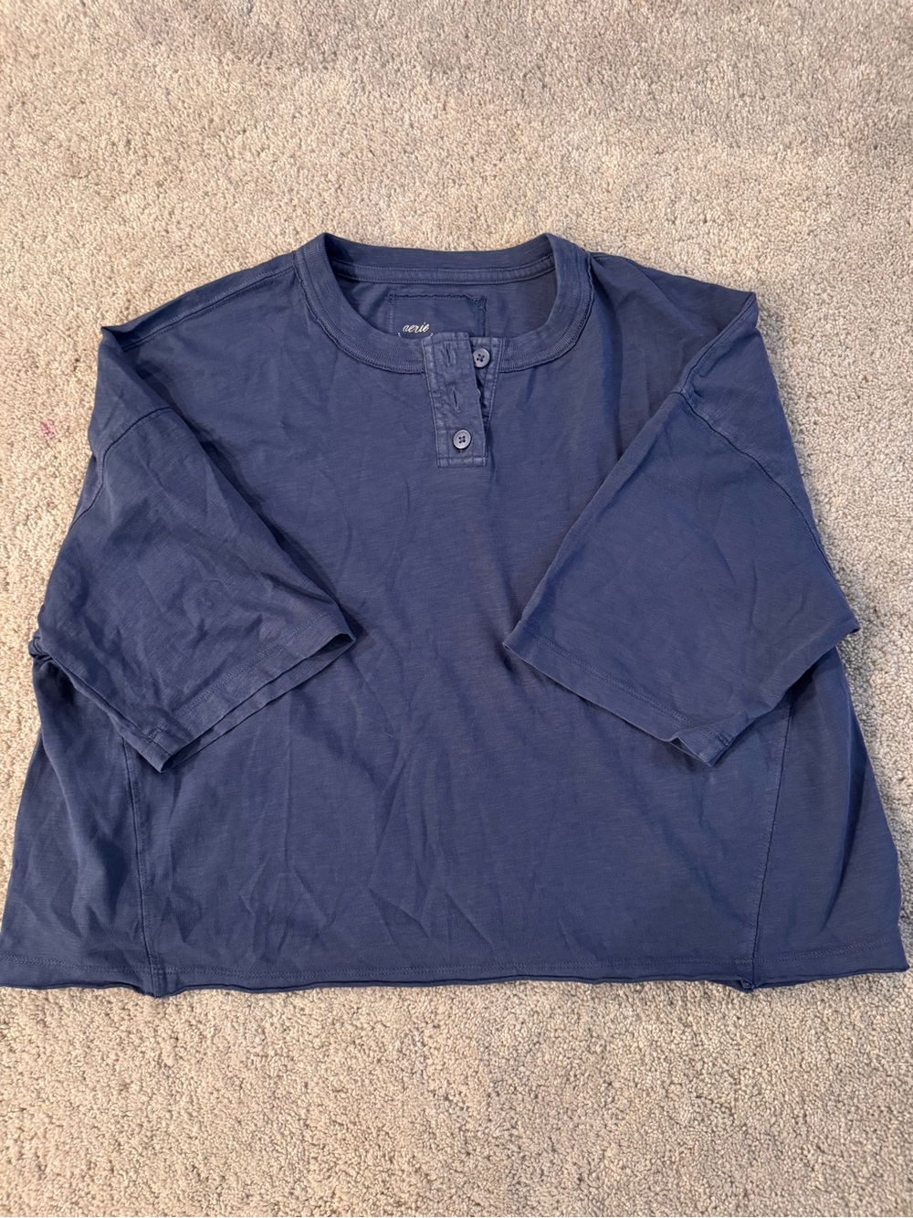 Aerie Remix Henley Cropped T-Shirt